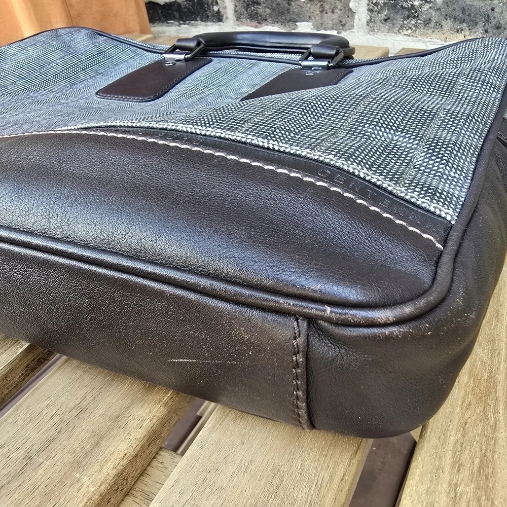 Emernegildo Zegna Elegant Black and Gray Men's Briefcase